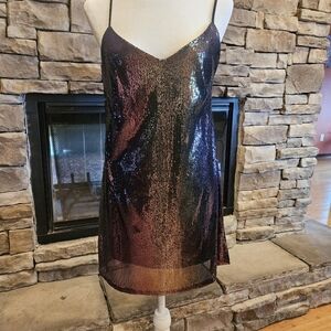 Sequin Slip Dress in Black and Purple